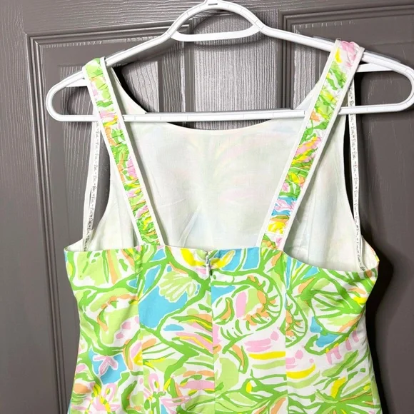 Lilly Pulitzer Fryer Shift Dress Size 4 Elephant Ears Multi Green Yellow Pink - Picture 11 of 15